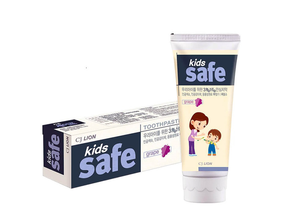Детская зубная паста со вкусом винограда Kids Safe от 3-х до 12 лет, 90 гр / Lion