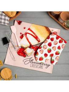 Набор кухонный подарочный Strawberry ( Полотенце, варежка, кисть, лопатка, венчик) хлопковый / Этель