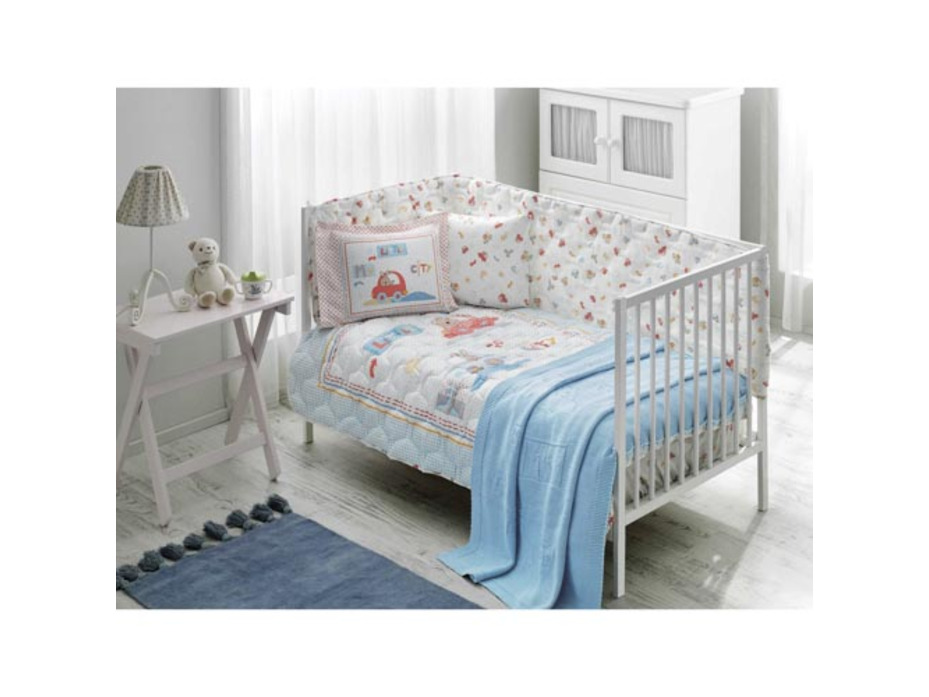 Набор в кроватку Бортики и постельное белье с пледом Cars Bebek ранфорс для новорожденных / Tac