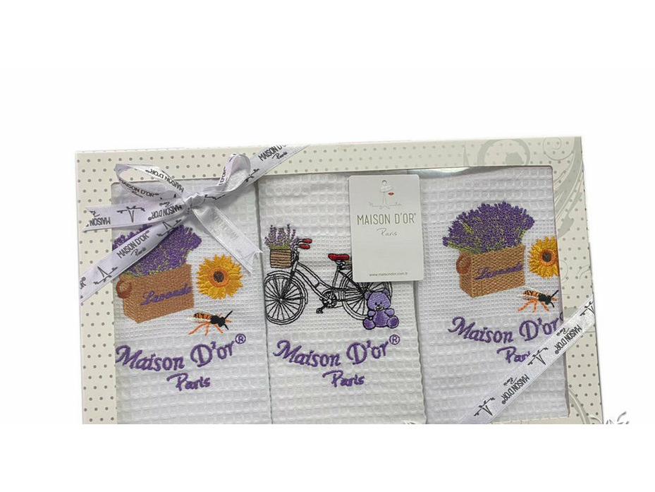 Набор полотенец Bike лаванда вафельные в подарочной упаковке (50*70, 3 шт) / Maison Dor